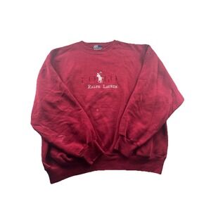 Vintage Polo‎ Ralph Lauren Big Pony Embroidered Red Crewneck Sweatshirt Mens XL